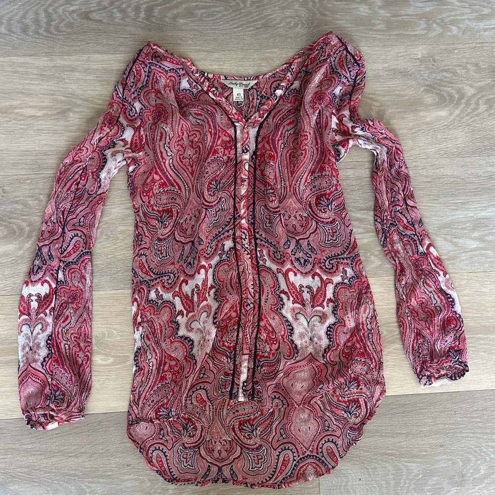 Lucky Brand Sheer Paisley Mesh Top (XS) - Picture 4 of 5